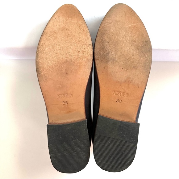 NISOLO SOPHIA INDIGO BLUE LEATHER NUBUCK BLOCK-HEEL SLIP-ON MULES. SzUS6/EU36 - Picture 10 of 11